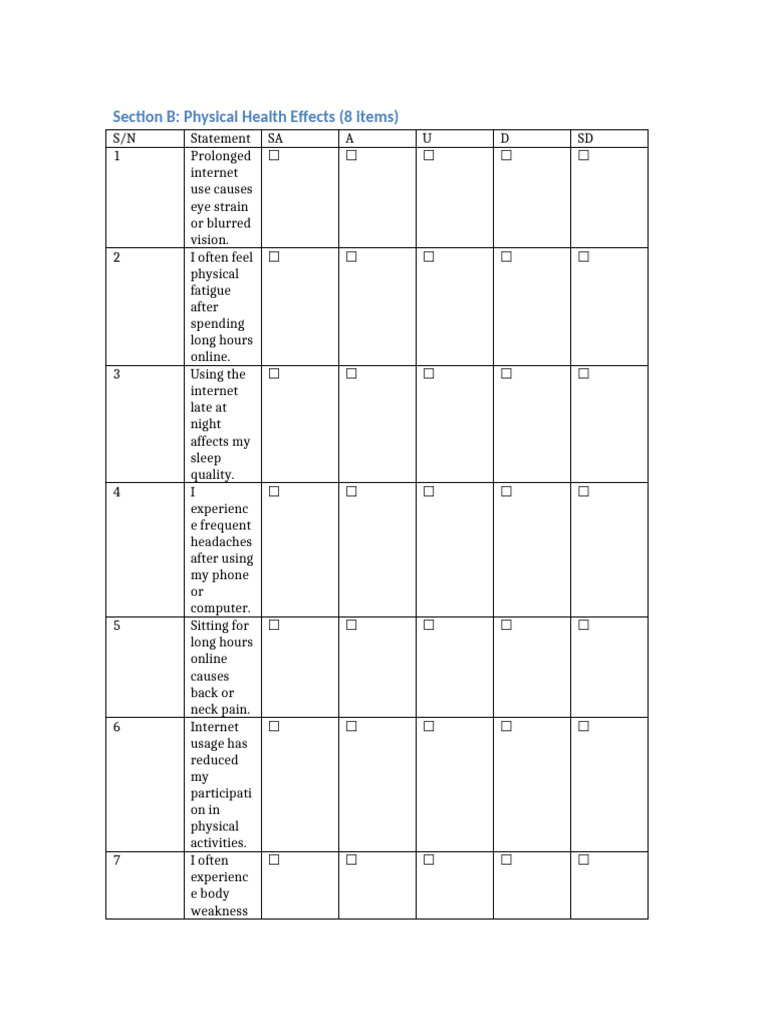 Internet Usage Health Effects Questionnaire (1) | PDF | Internet ...