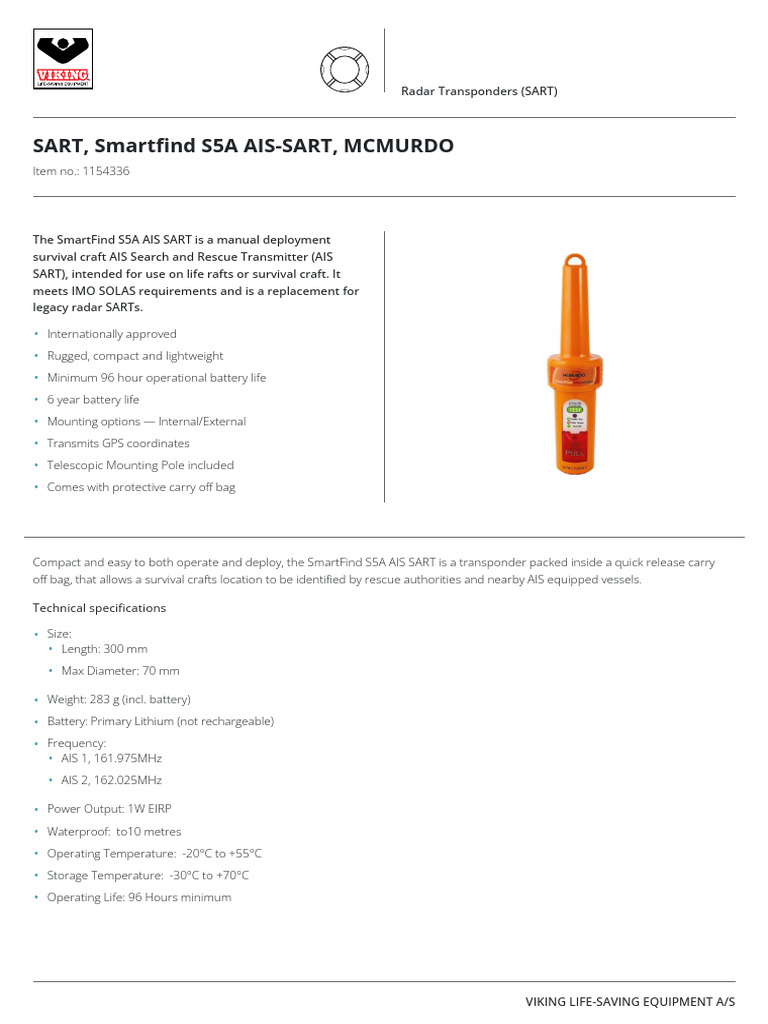 Sart, Smartfind S5a Ais-Sart, Mcmurdo | PDF