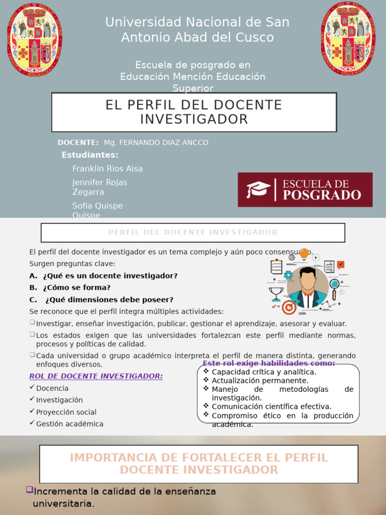 Perfil del Docente Investigador en Educación | PDF | Maestros | Enseñando