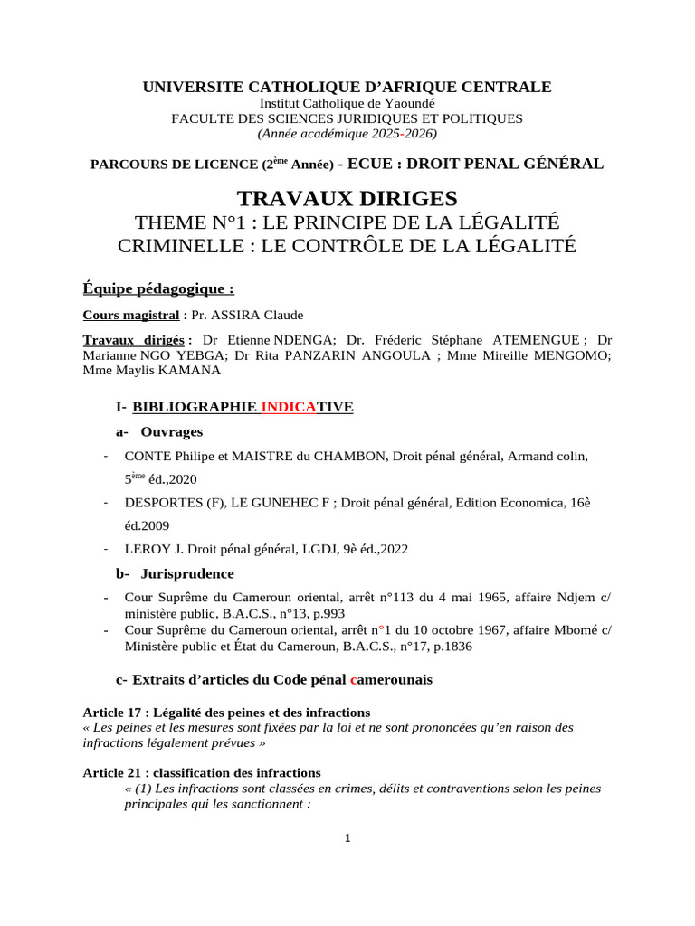 Principe de Légalité Criminelle en Droit | PDF | Crimes | Crime et violence