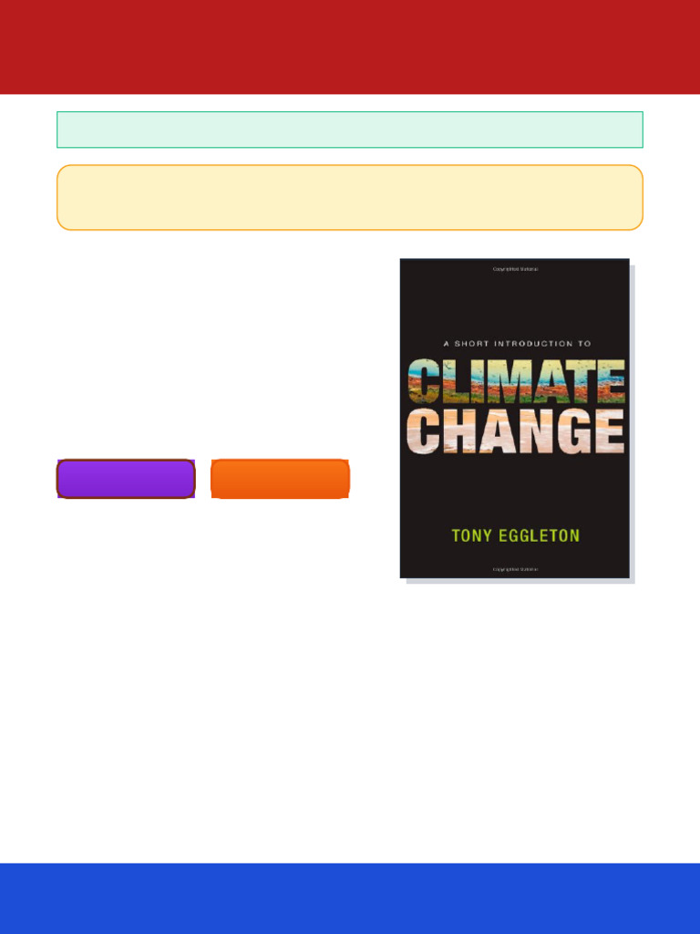 A Short Introduction To Climate Change 1st Edition Professor Tony ...