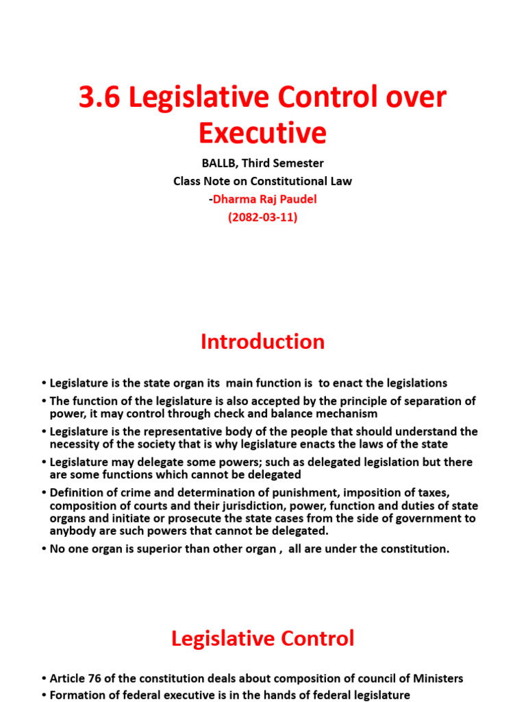 Legislative Control Over Executive in Nepal | PDF | Parliament ...