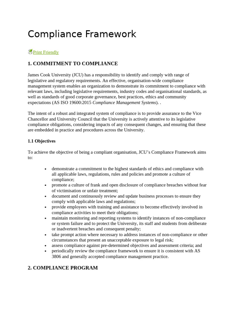Compliance Framework | PDF | Regulatory Compliance | Audit Committee