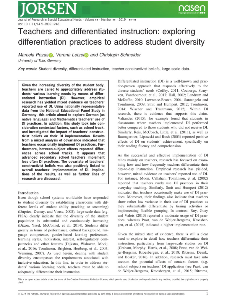 Differentiated Instruction in Diverse Classrooms | PDF | Teachers ...