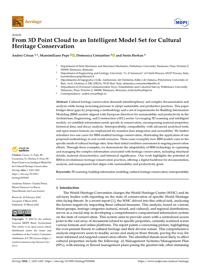 3D Point Cloud for Heritage Conservation | PDF | Building Information ...