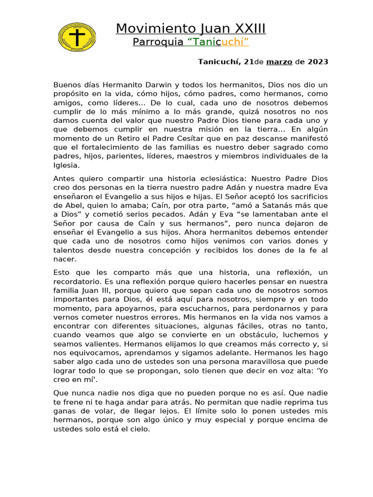 Reflexiones sobre la Fe y la Familia | PDF