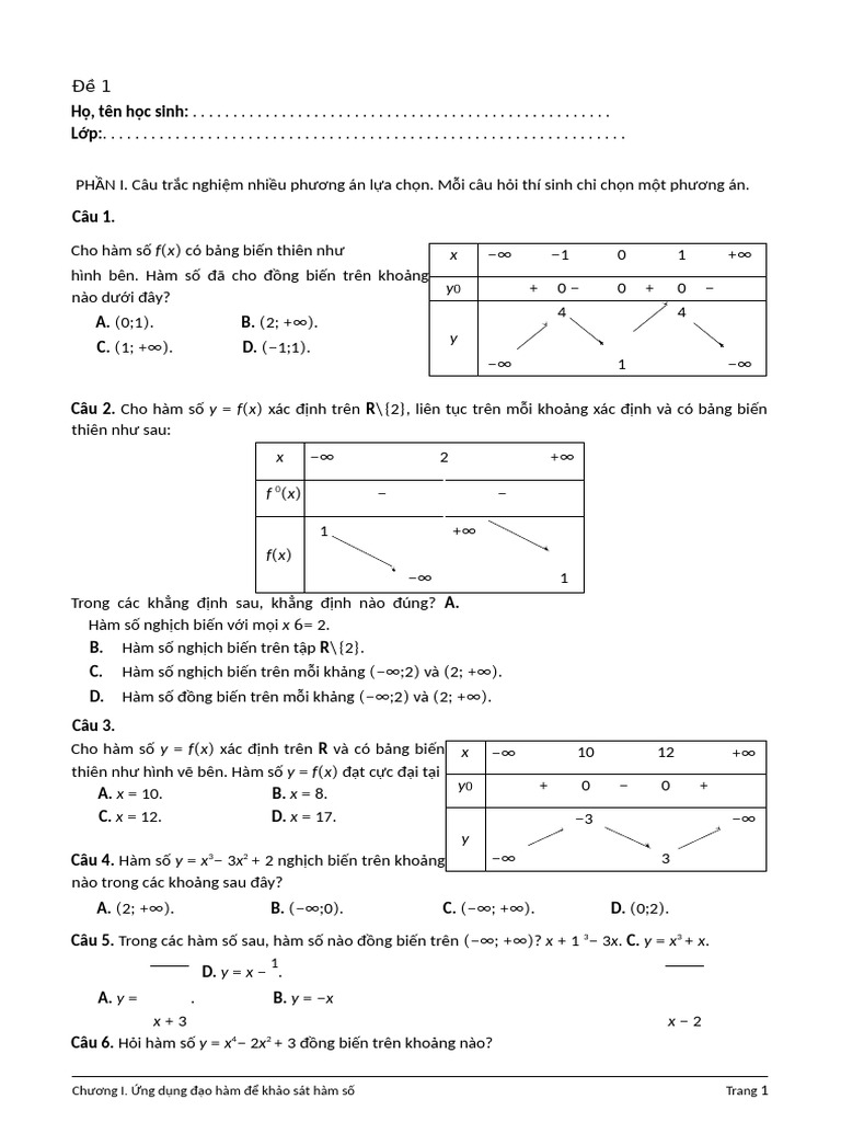 f x x y y: Họ, tên học sinh: Lớp | PDF