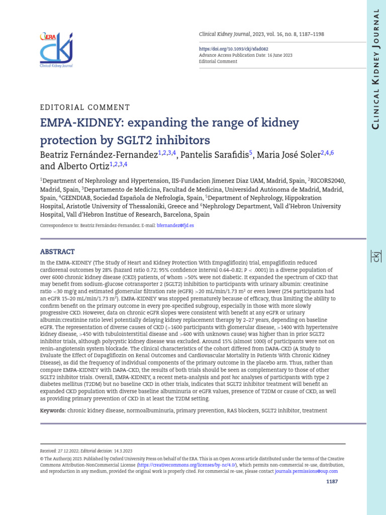 Article on SGLT2 | PDF | Chronic Kidney Disease | Kidney