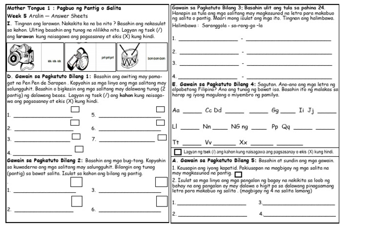 Answer Sheets - Week5 - MTB-MLE | PDF