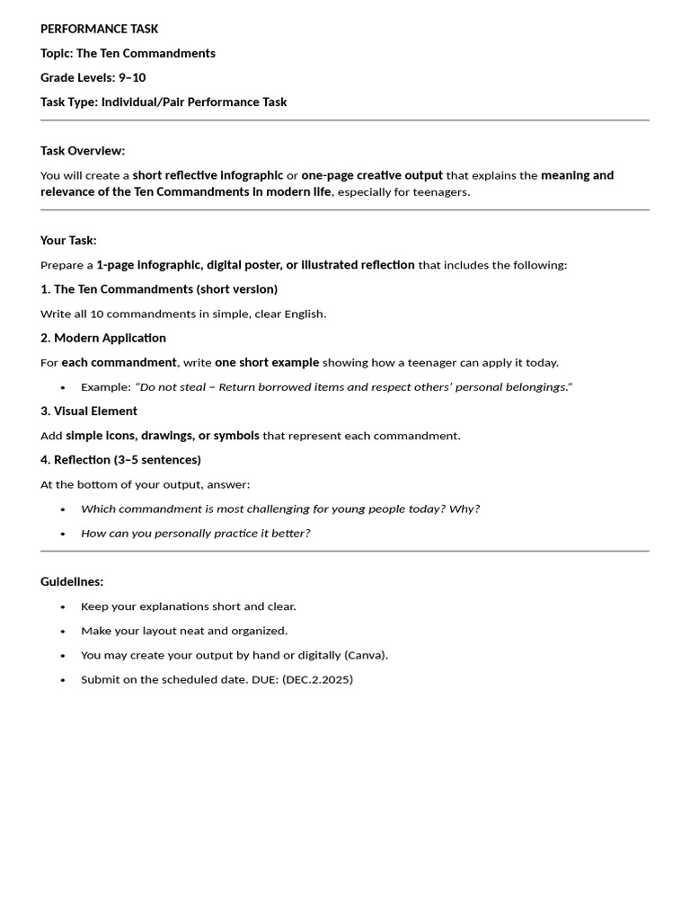 Performance Task | PDF
