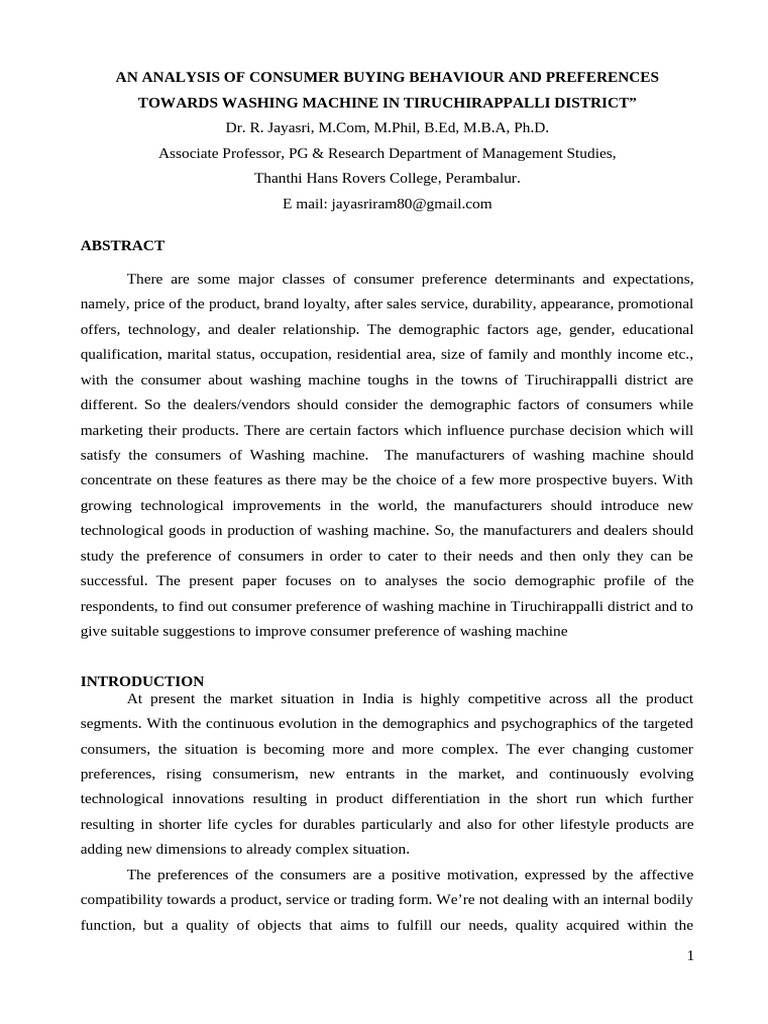 Paper1 | PDF | Consumer Behaviour | Behavior