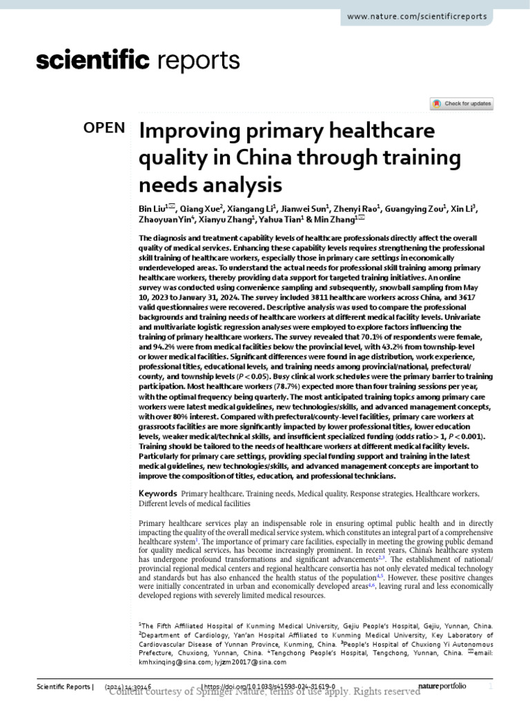 Improving Primary Healthcare Quality in China Thro | PDF | Health Care