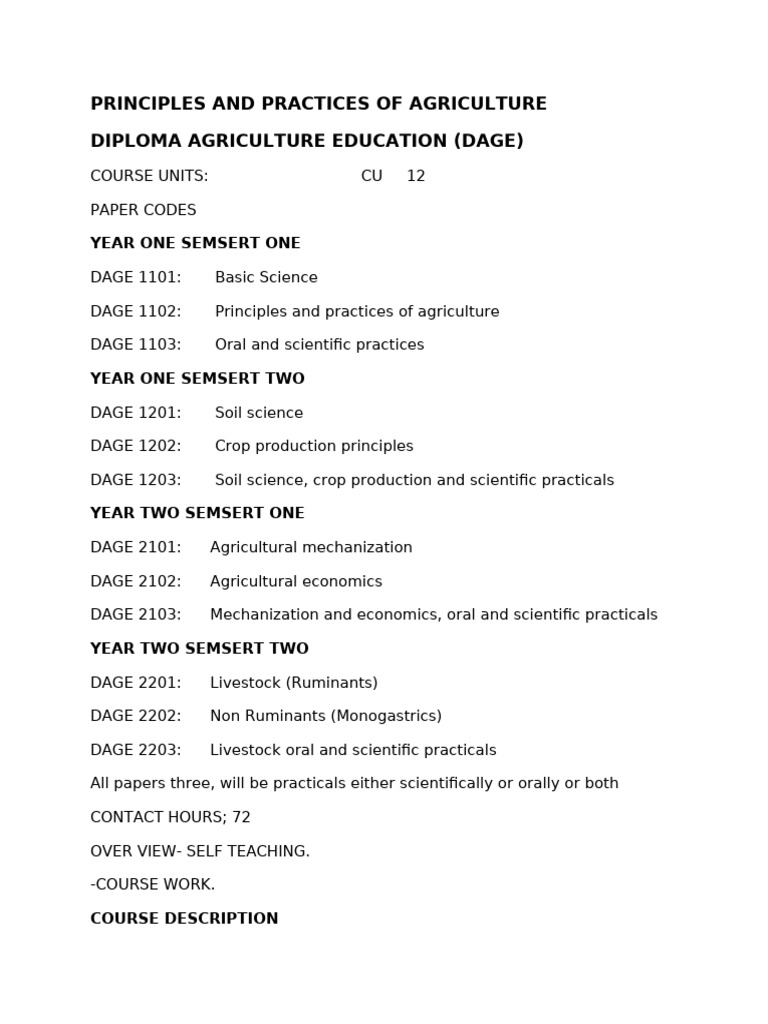 Agriculture Diploma Course Overview | PDF | Zygosity | Agriculture