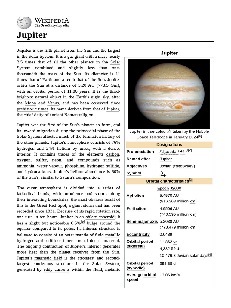 Jupiter: The Largest Gas Giant Planet | PDF | Jupiter | Planets