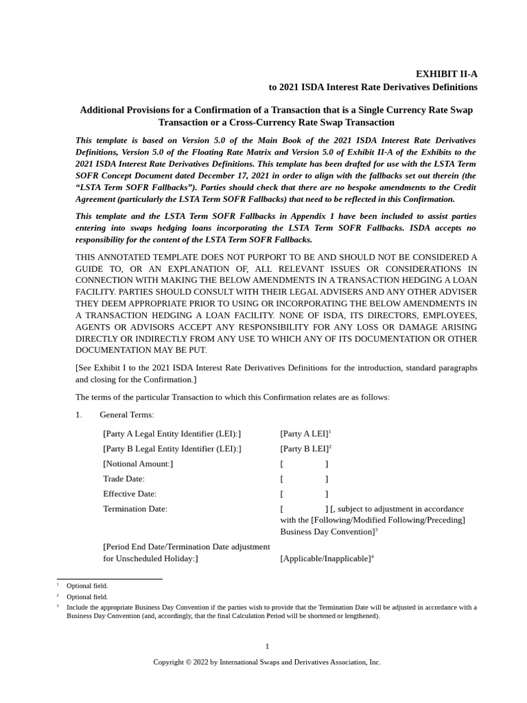 ISDA Rate Swap Confirmation Template | PDF | Derivative (Finance ...