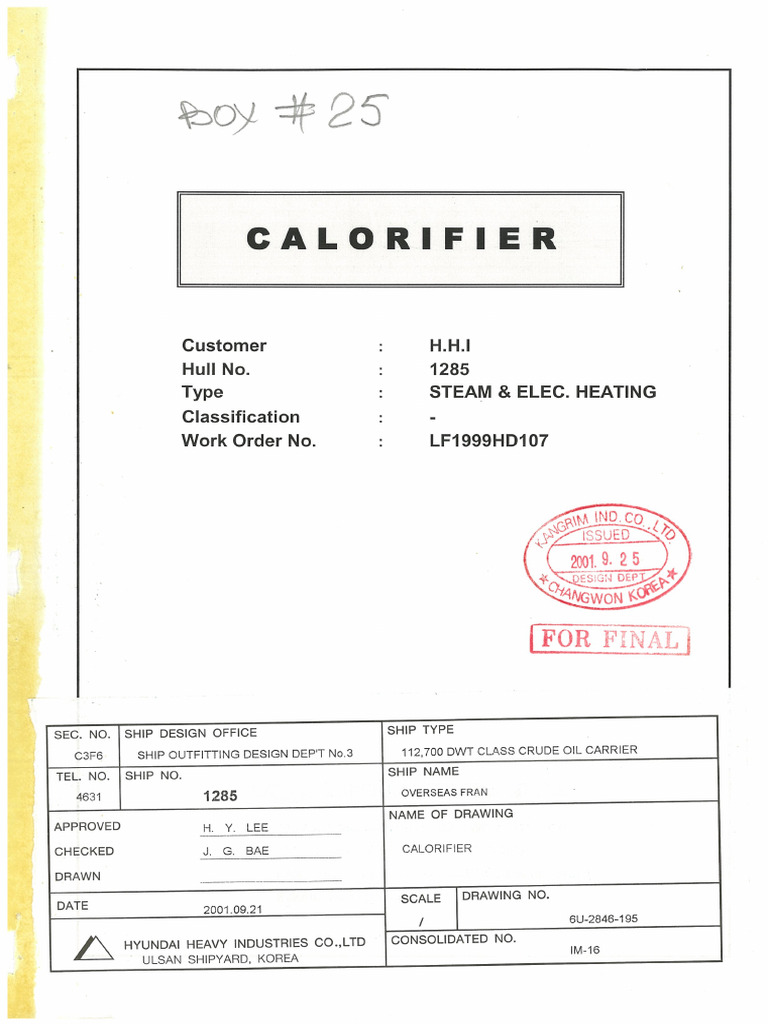 CALORIFIER of Ocean Going Ship | PDF