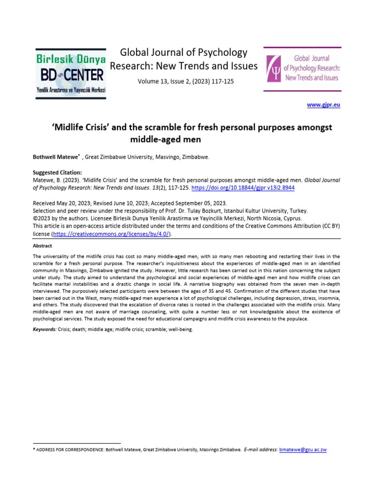Midlife Crisis in Middle-Aged Men | PDF | Qualitative Research ...