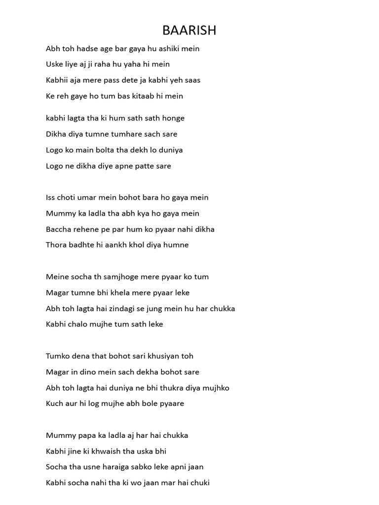 Baarish: A Poignant Love Reflection | PDF