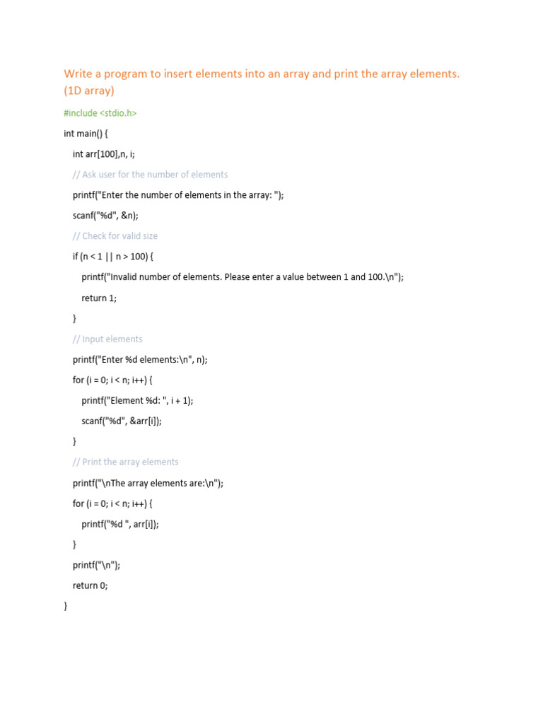 Array Operations in C Programming | PDF | String (Computer Science ...