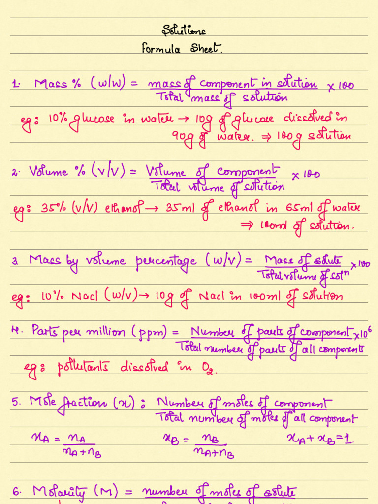 Chemistry Solutions and Formulas Guide | PDF | Chemical Substances ...
