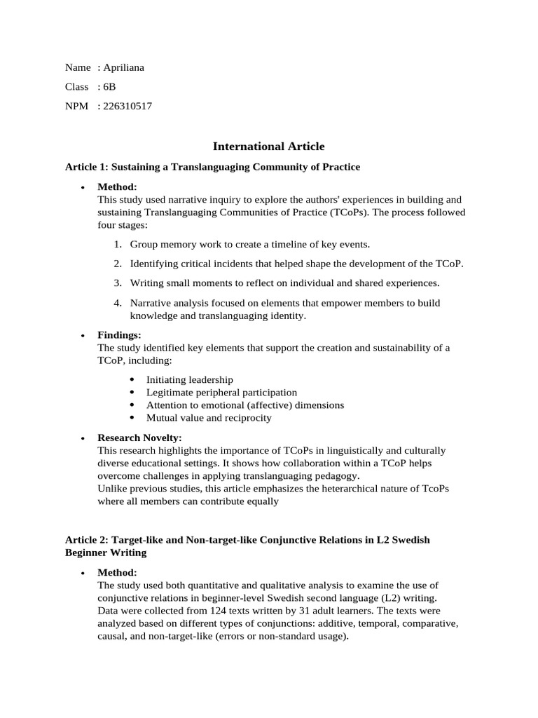 Tugas Mam Rugayah | PDF | Second Language | Quantitative Research