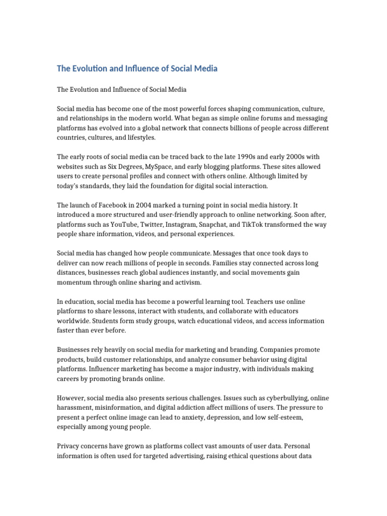 Impact of Social Media Evolution | PDF | Social Media | Popular Culture ...