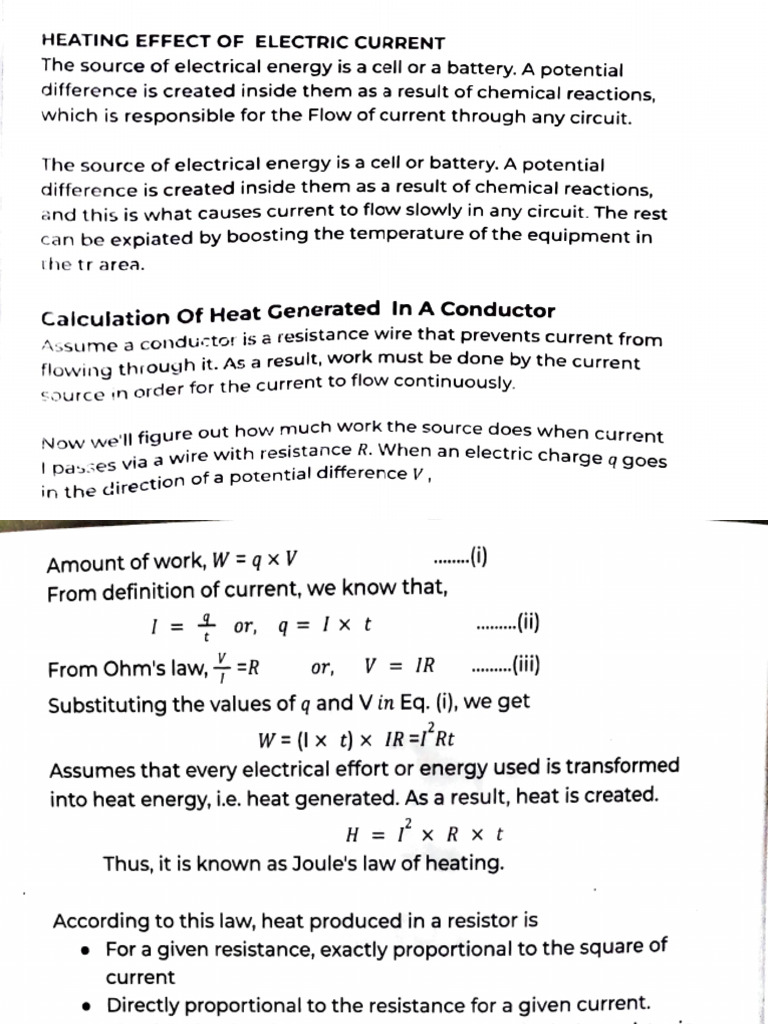 Heating Effect of Electric Current Explained | PDF | Electric Current ...
