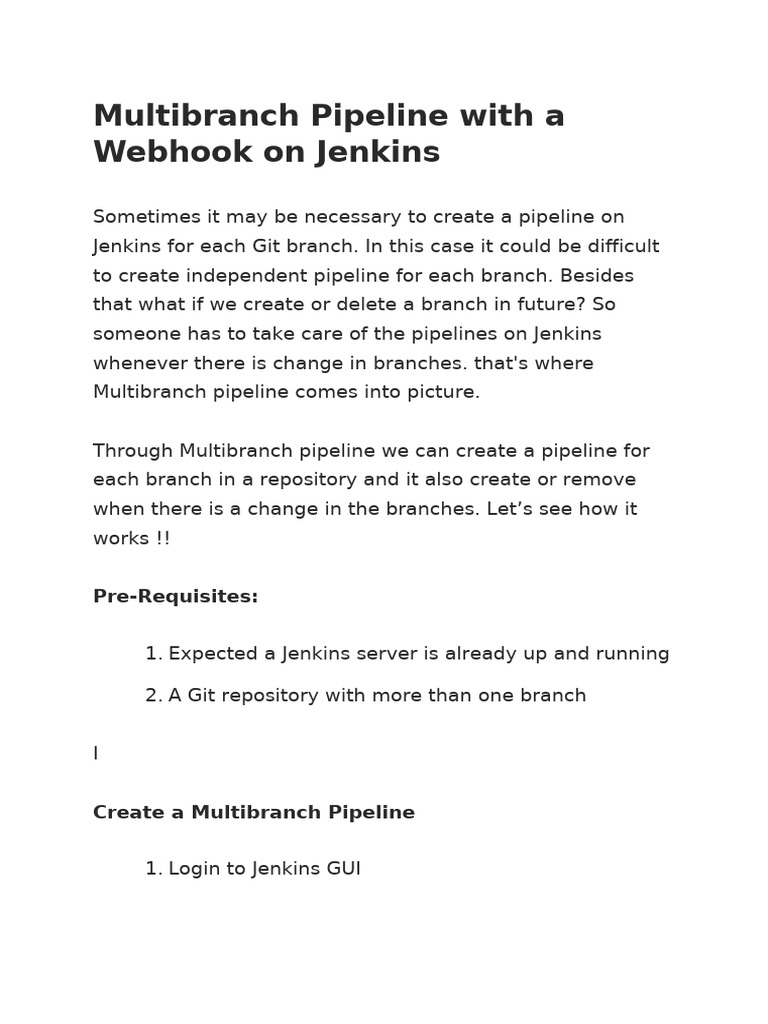 Jenkins Multibranch Pipeline Setup Guide | PDF | Software Repository ...