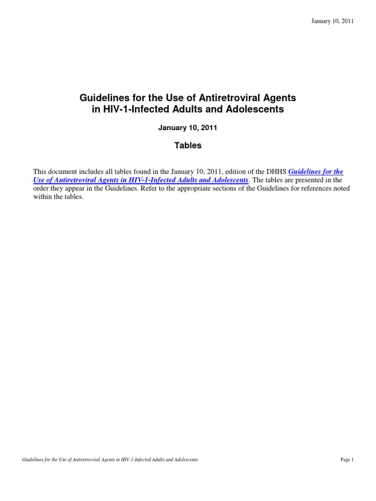 Guidelines For The Use of Antiretroviral Agents in HIV-1-Infected ...