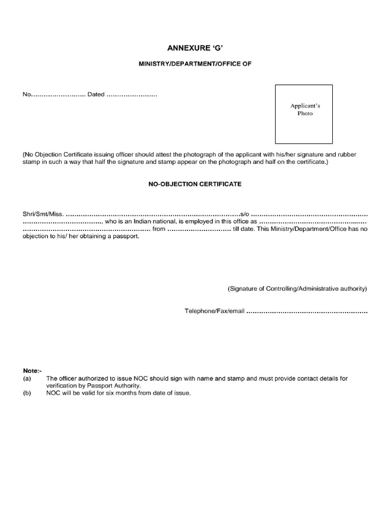 NOC Formate | PDF