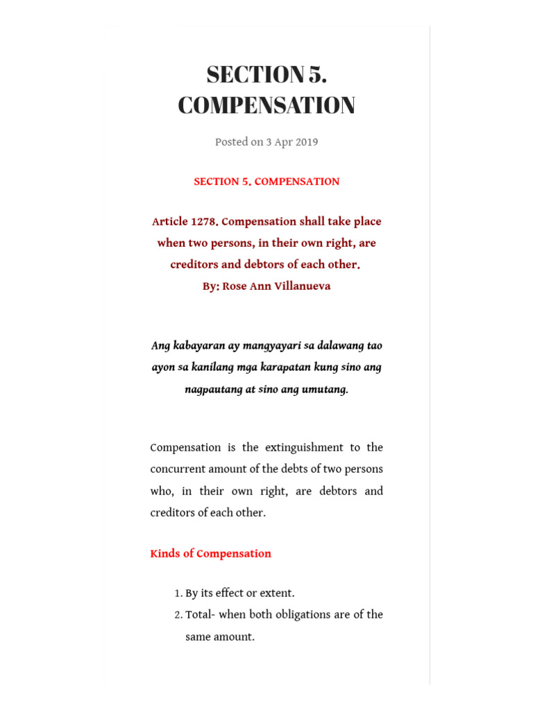Understanding Compensation in Debt Relations | PDF | Debt | Indemnity