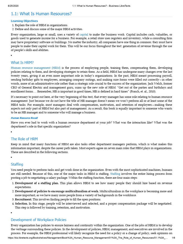 (4) 1.1_ What is Human Resources_Business LibreTexts | PDF | Human ...