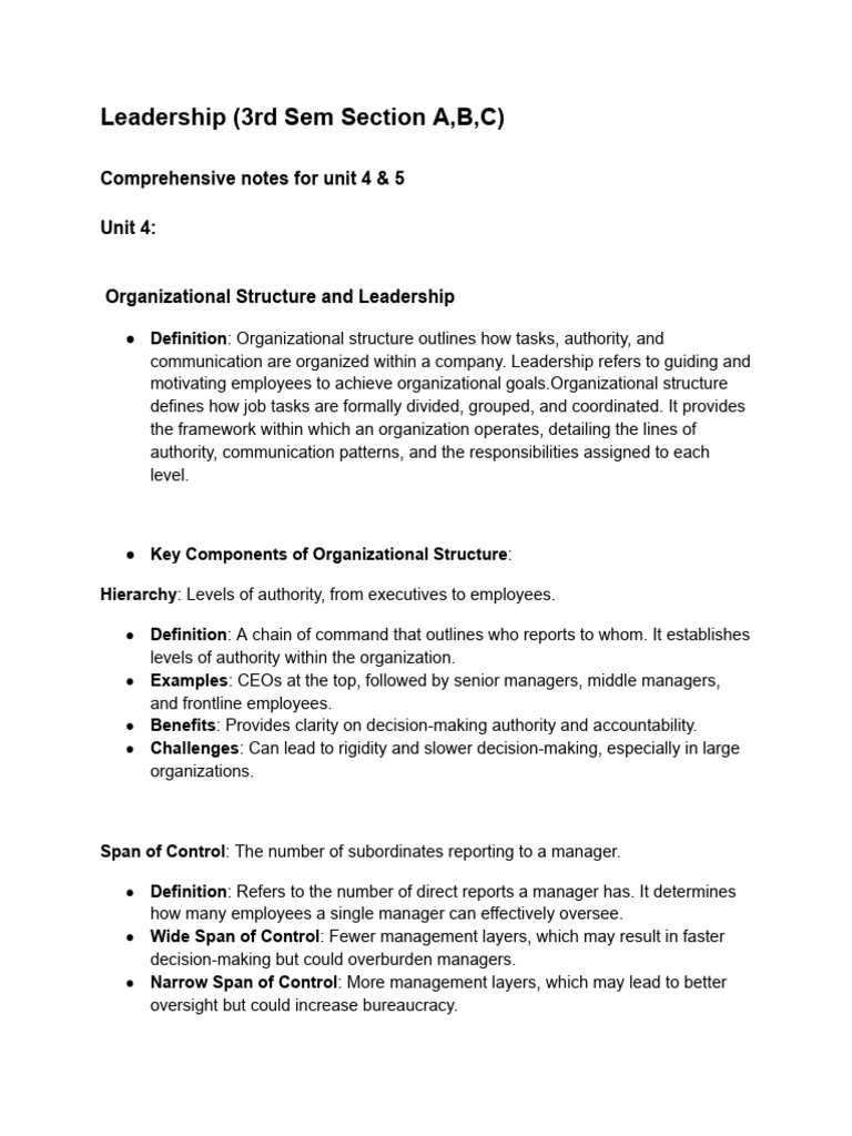 Leadership and Organizational Structure Insights | PDF | Leadership ...