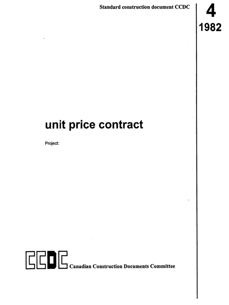 CCDC 4 1982 Unit Price Contract Agreement | PDF | Subcontractor ...