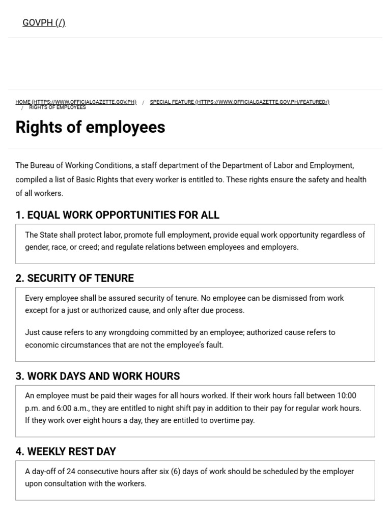 Employee Rights in the Philippines | PDF | Employment | Working Time