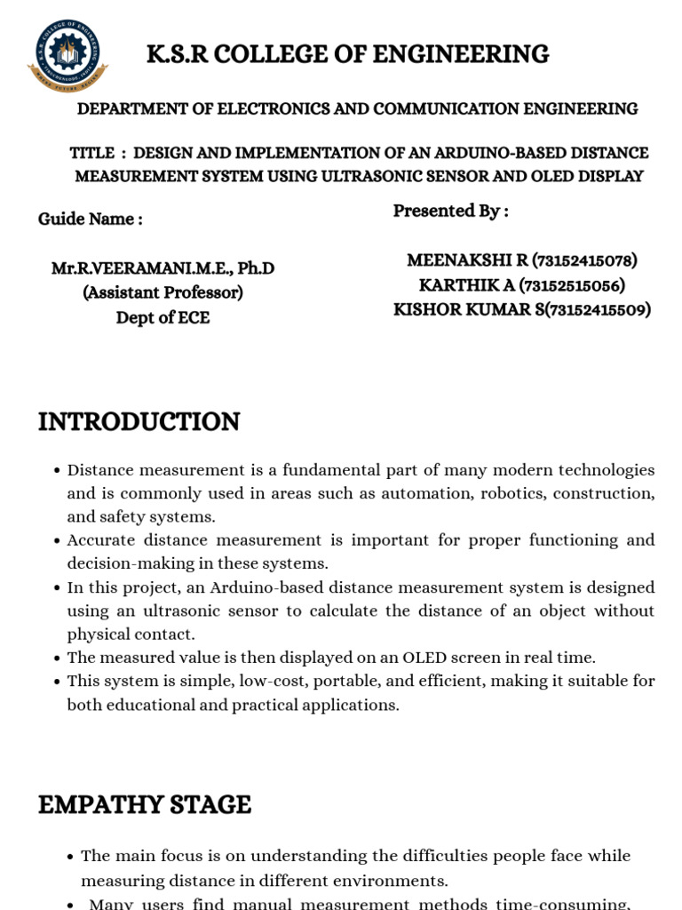 Arduino Ultrasonic Distance Measurement System | PDF | Automation ...