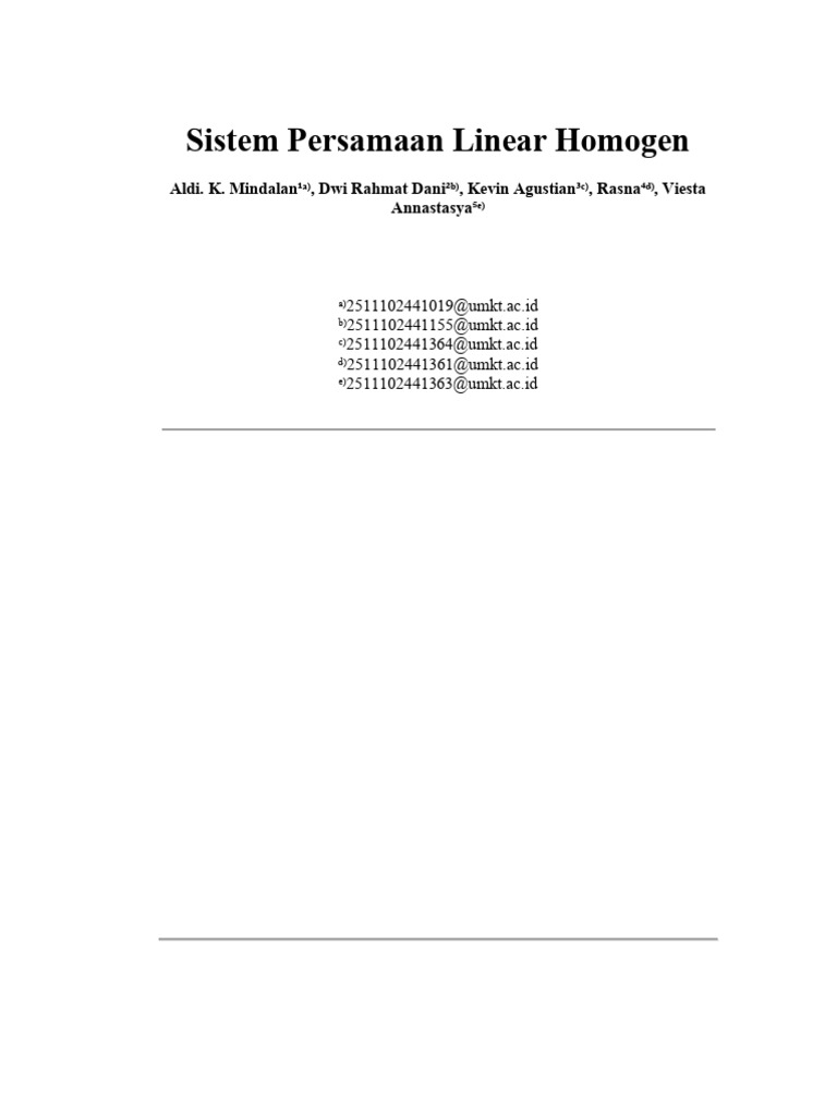 Sistem Persamaan Linear Homogen: Analisis dan Solusi | PDF