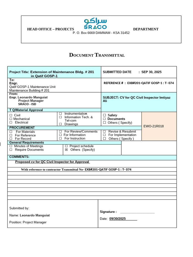 Exb#201-Qatif Gosp-1 - T-058 | PDF