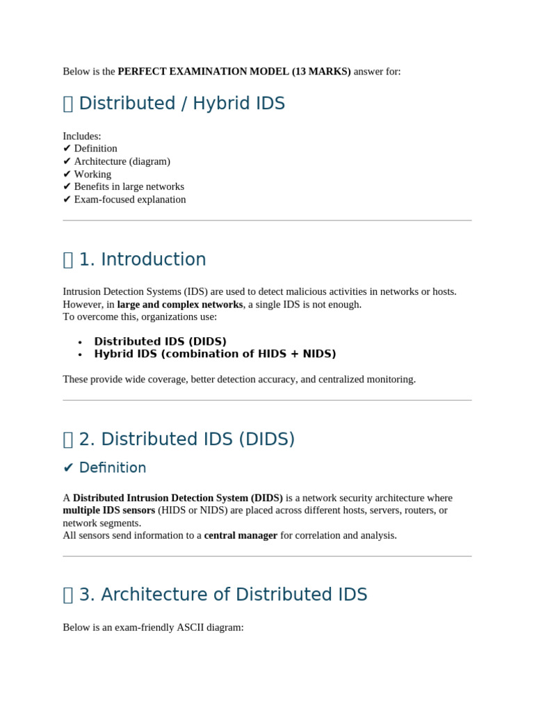 Distributed and Hybrid IDS Overview | PDF | Cyberspace | Computing