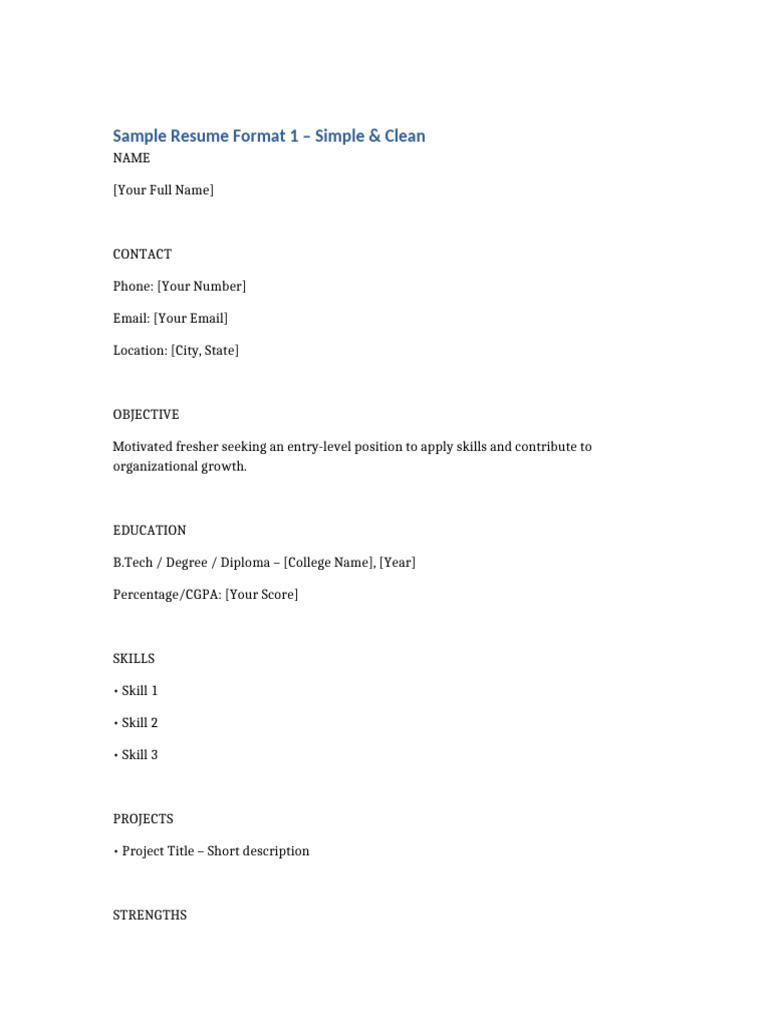 Simple & Modern Resume Formats | PDF