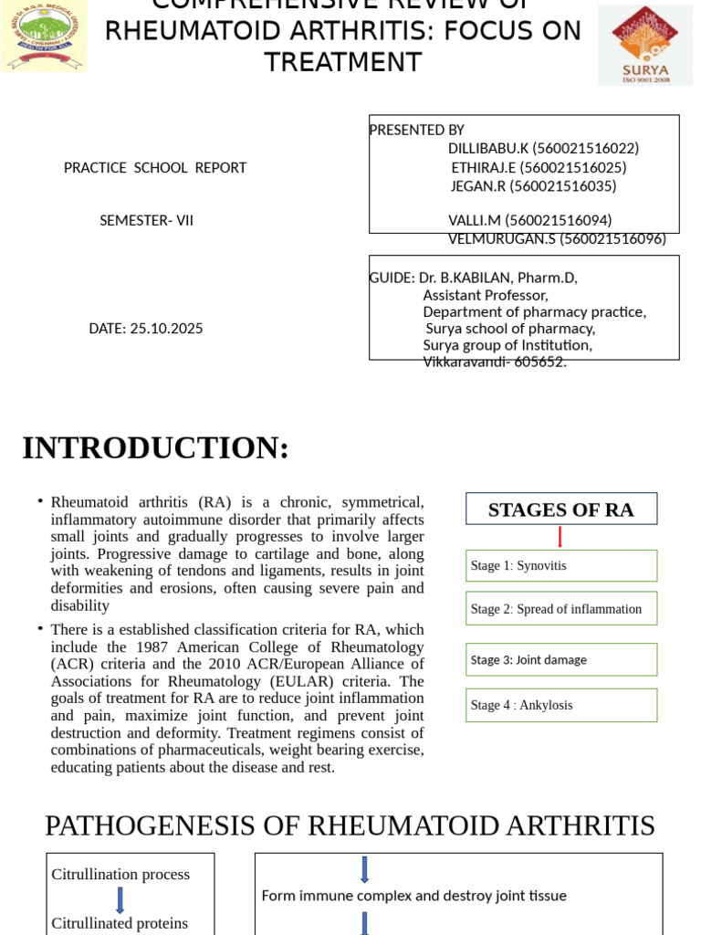 Rheumatoid Arthritis Treatment Overview | PDF | Rheumatoid Arthritis ...