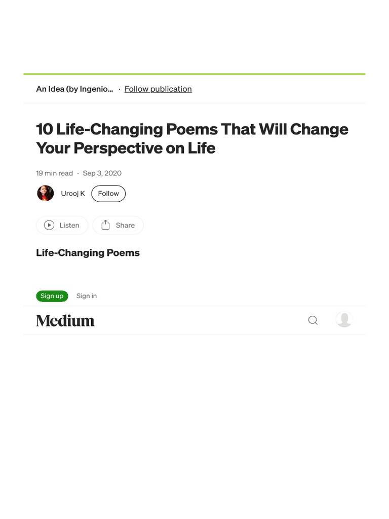 10 LifeChanging Poems That Will Change Your Perspective on Life by