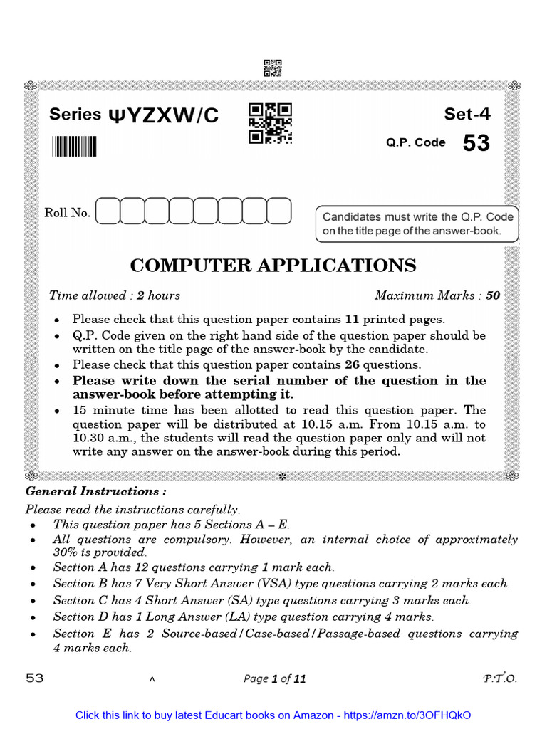 Computer Applications Question Paper | PDF | Html | Html Element