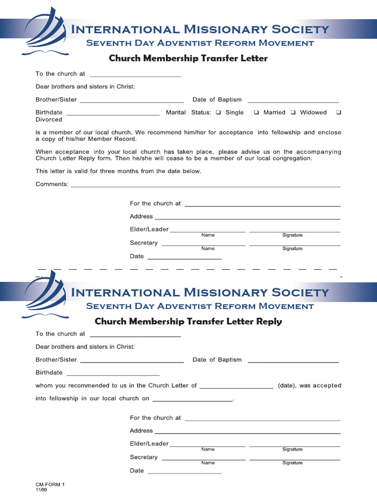 Church Membership Transfer Letter Guide | PDF