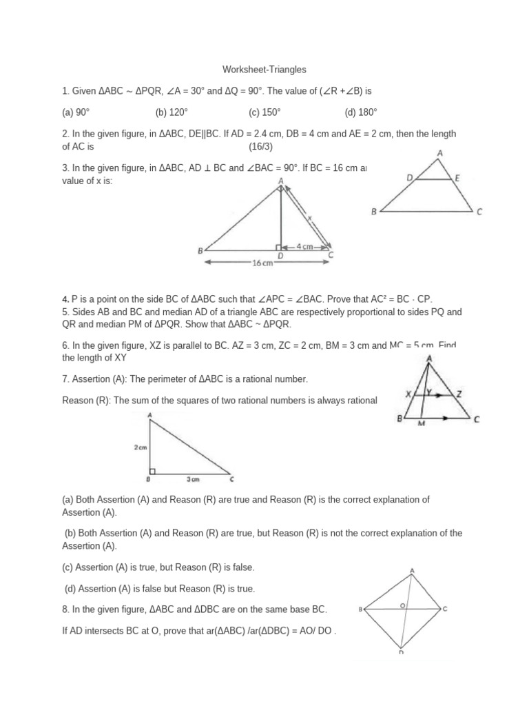 Triangle Geometry Worksheet | PDF