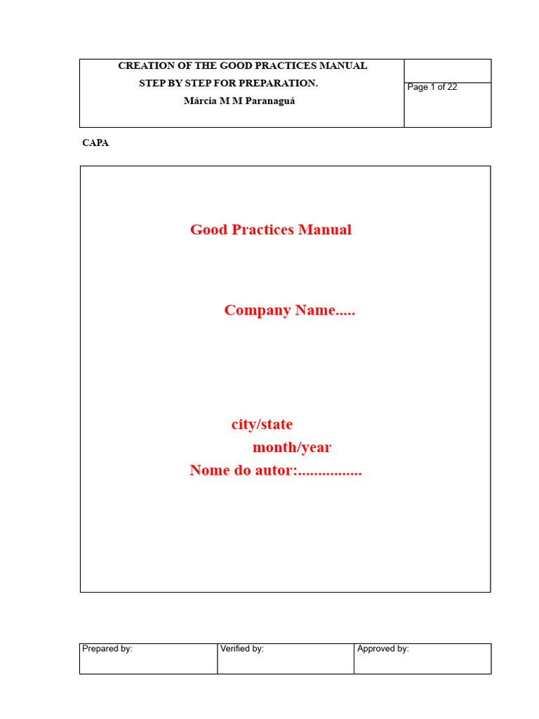 Good Practices Manual Preparation Guide | PDF | Refrigerator | Hygiene