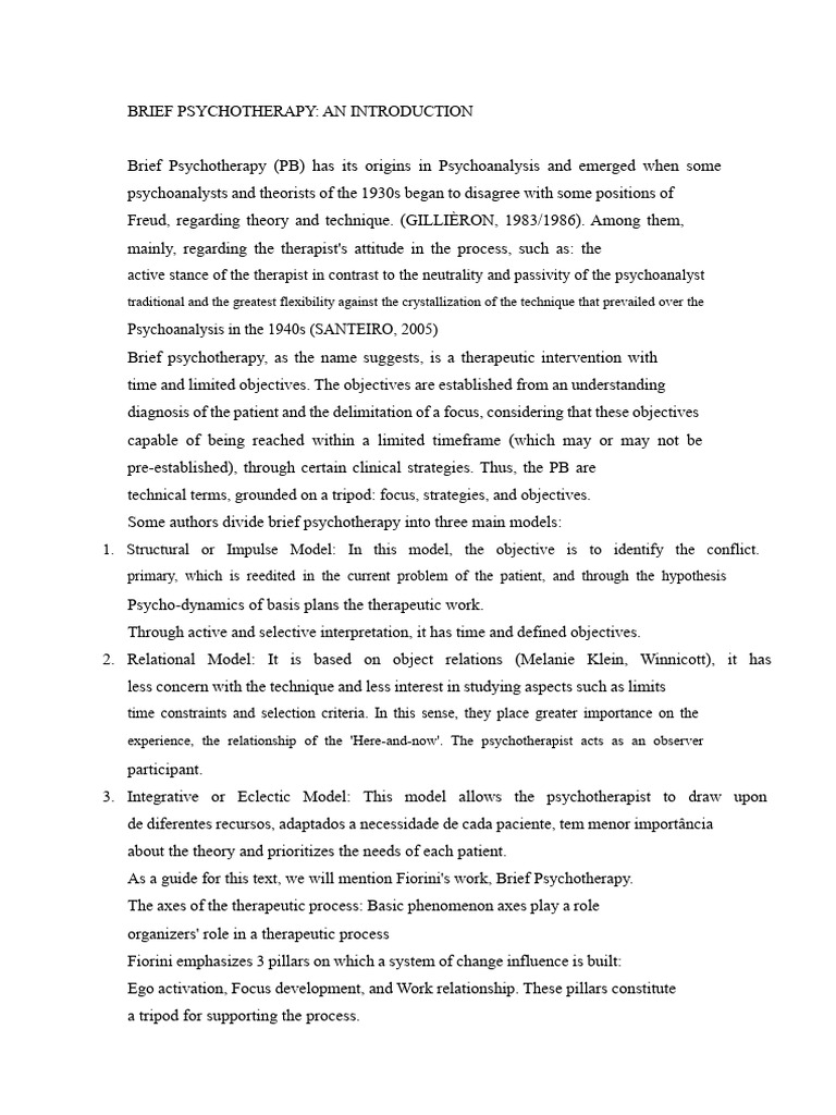 Introduction to Brief Psychotherapy | PDF | Psychotherapy | Psychoanalysis