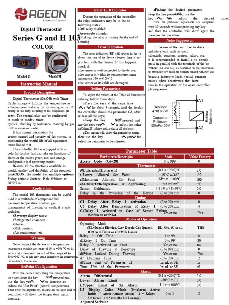 Digital Thermostat Instruction Manual | PDF | Thermostat | Relay