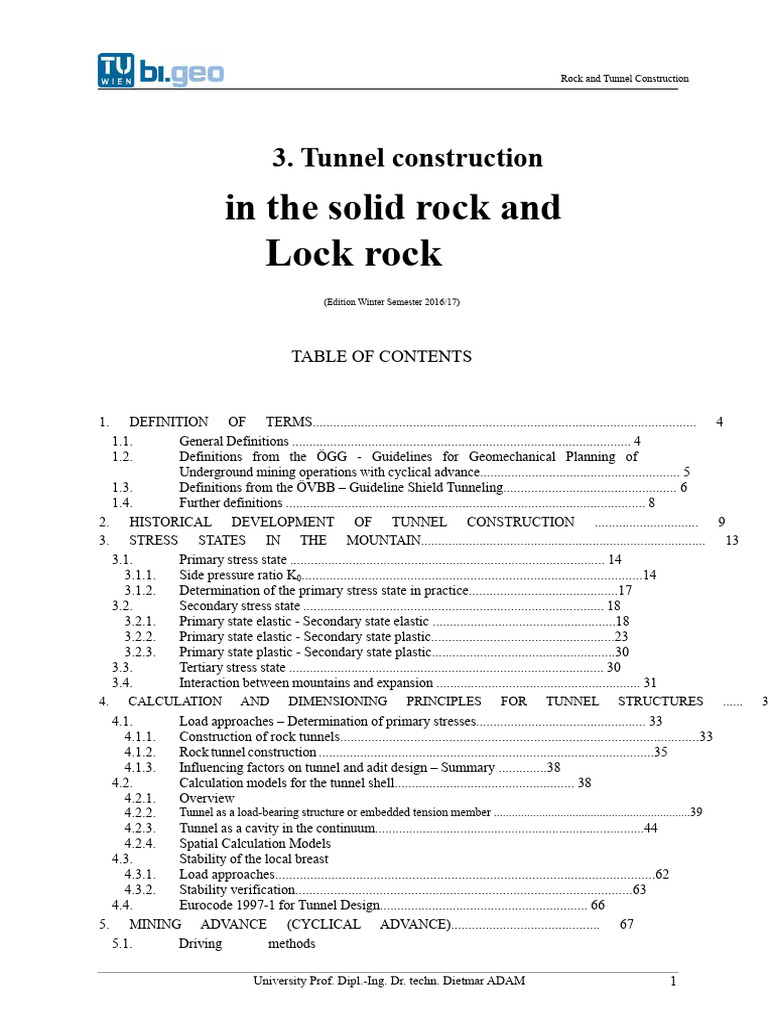 Rock and Tunnel Construction Guide | PDF | Stress (Mechanics) | Tunnel
