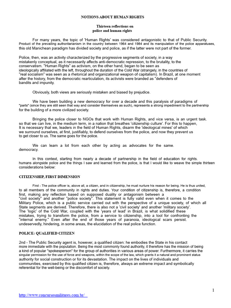 Police and Human Rights Reflections | PDF | Constitutional Amendment ...